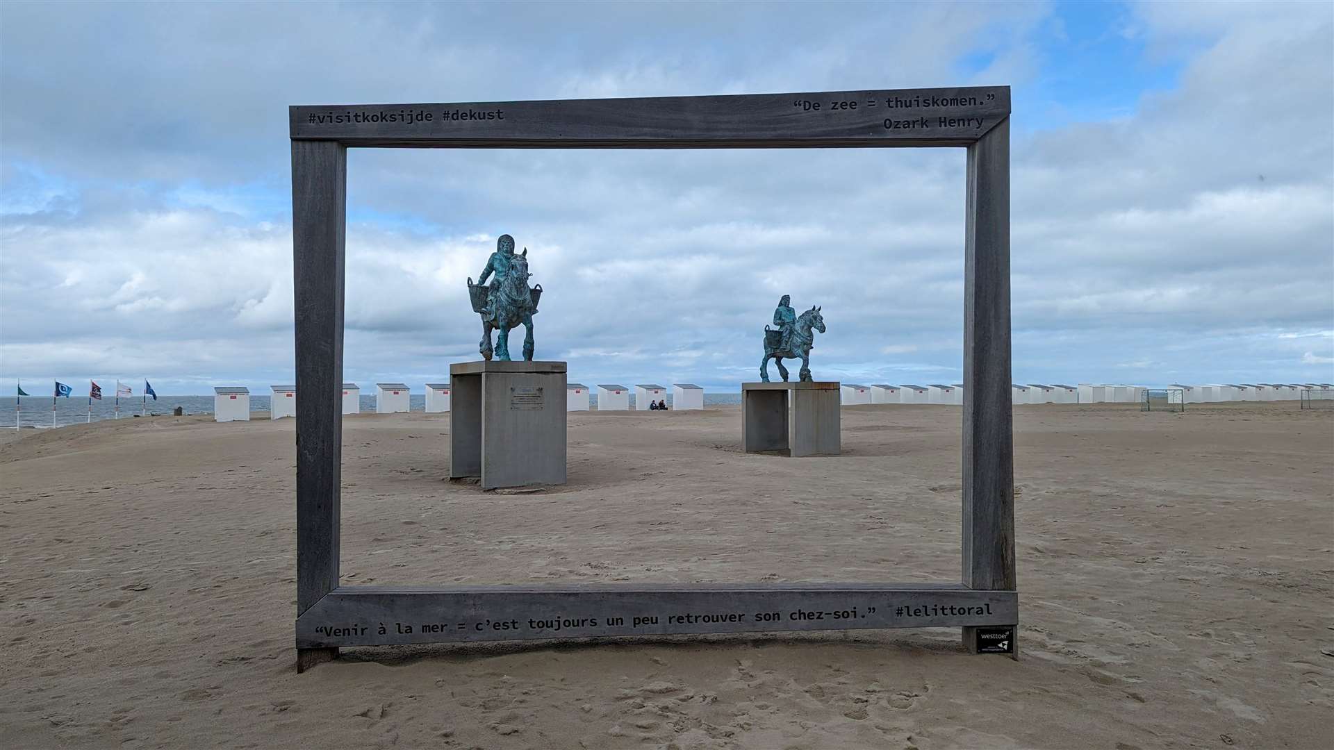 Statues of traditional shrimp fisherman in Oostduinkerke