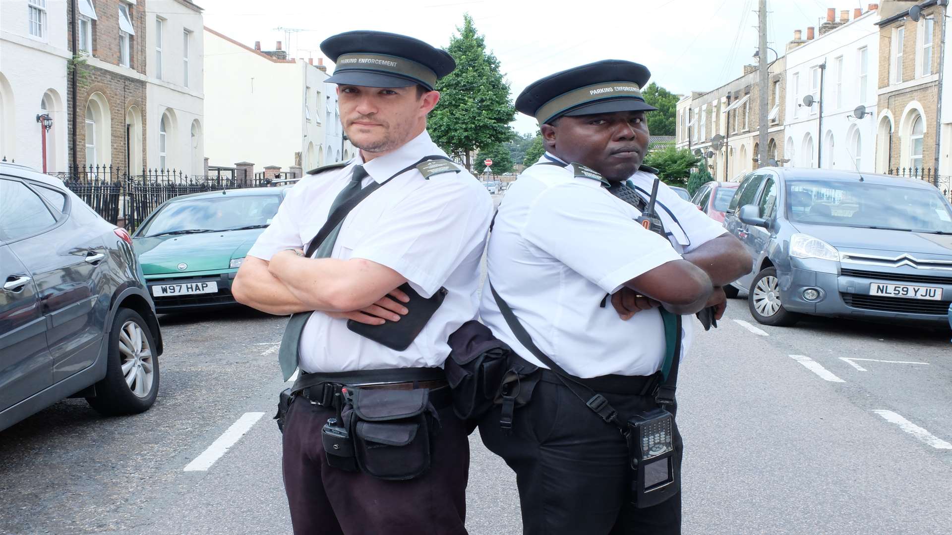 Traffic wardens Clive Nolan and Chris Akams will feature in this week's episode of Parking Wars. Picture supplied by Century Films