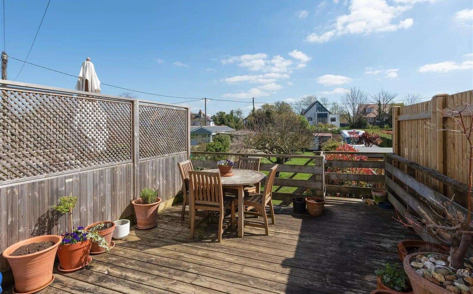 The decking is the perfect place for al fresco dining in the summer. Picture: Christopher Hodgson