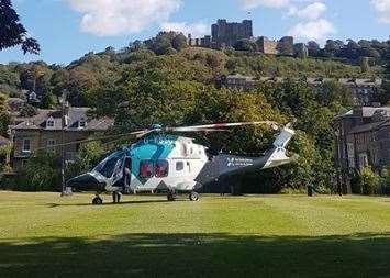 The air ambulance at Pencester Gardens. Picture and video: Matthew English