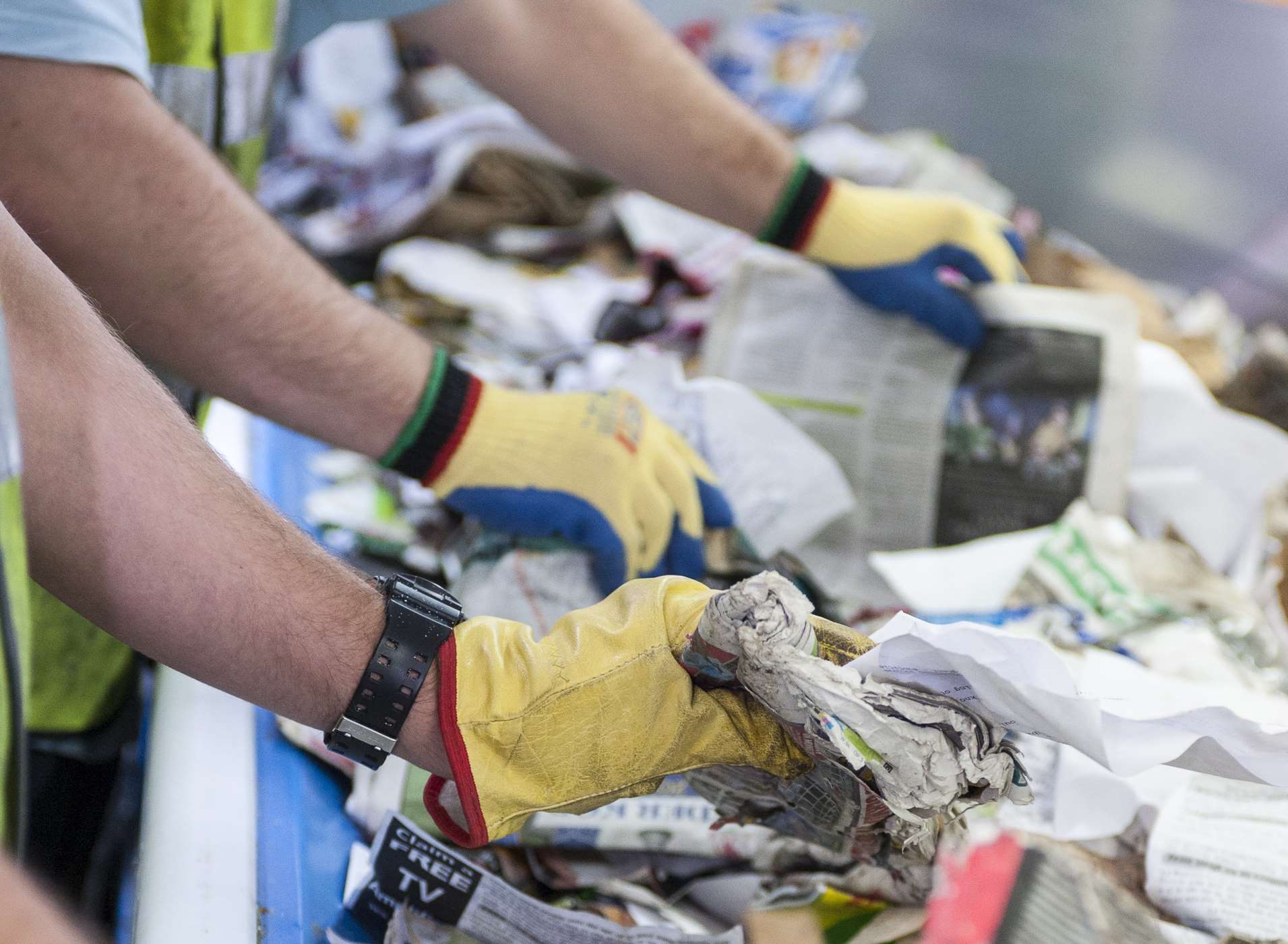 The material is sorted before being sent off to be transformed into new items. Picture courtesy of Maidstone Borough Council