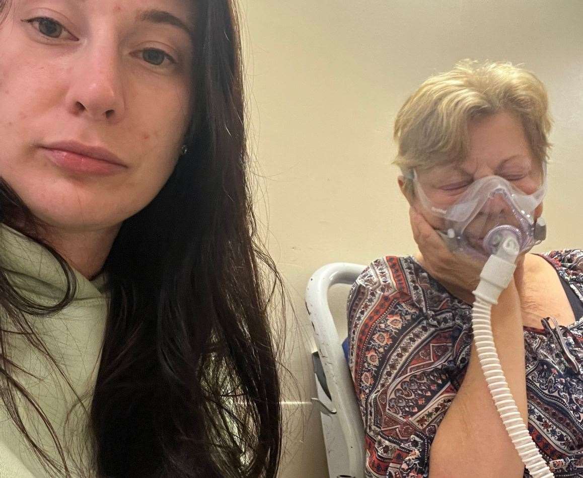 Ava Stanley and her daughter, Aimi, at Medway Hospital. Picture: Aimi Stanley