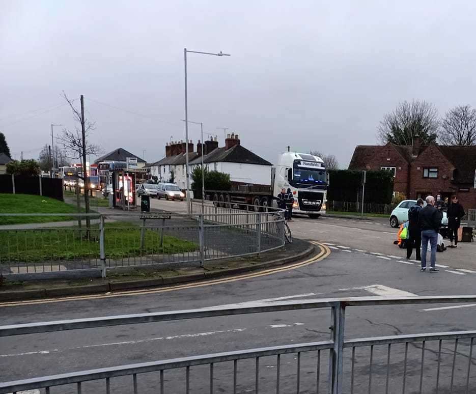 Traffic at a standstill after the motorbike crash in Sturry Road, Canterbury