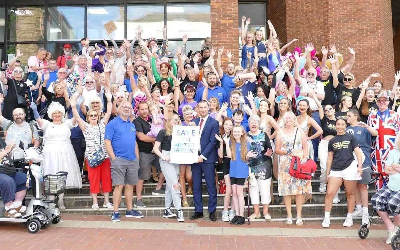 Protestors gather outside Thanet District Council over the future of Margate's Winter Gardens last month. Picture: Frank Leppard