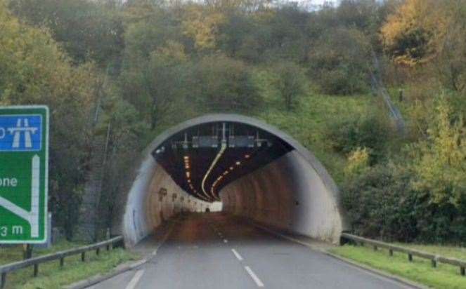 The car was stopped on the A20 near the Roundhill Tunnel in Folkestone