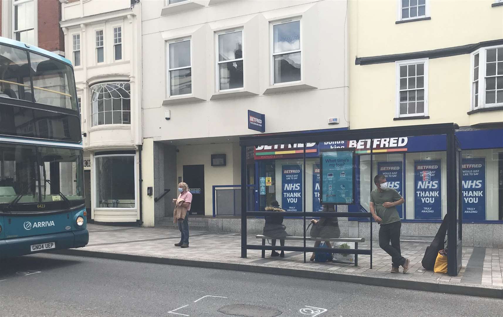 Bus passengers wearing face coverings in Maidstone today