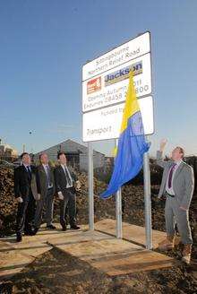 Cliff Malone - Director of Operations for Jacobs, Cllr John Wright - Swale Borough Council's Portfolio Holder for Regeneration, Nick Chard - KCC cabinet member for Enviroment Highways Waste and Brian Crofton - contracts Director for Jackson Civil Engineering.