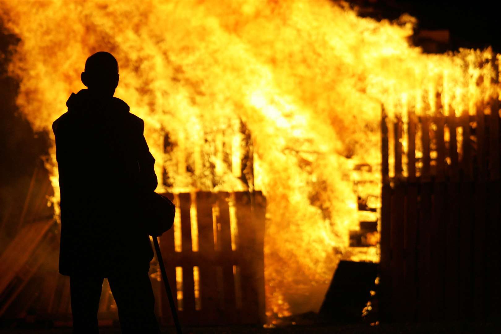 The bonfire at a previous Dartford Lions fireworks display