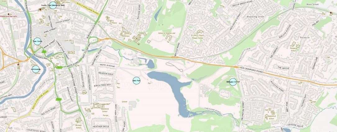 A map outlining MBC-owned pick-up/ drop-off points for the council's preferred option for the micromobility hire scheme.