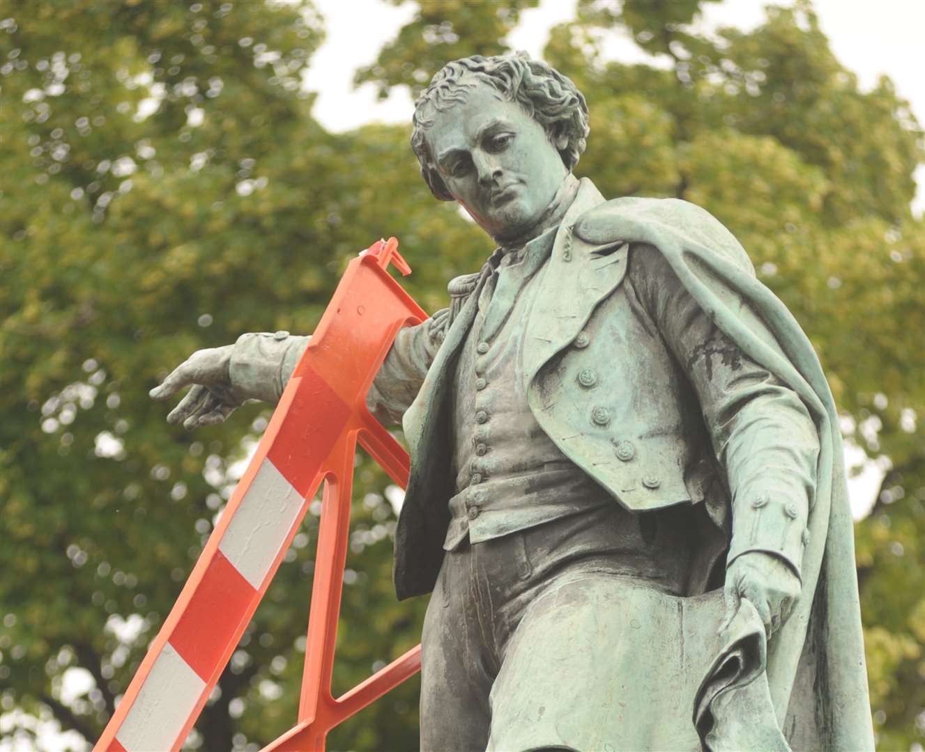 Thomas Waghorn with a road barrier accessory. Picture: Steve Crispe