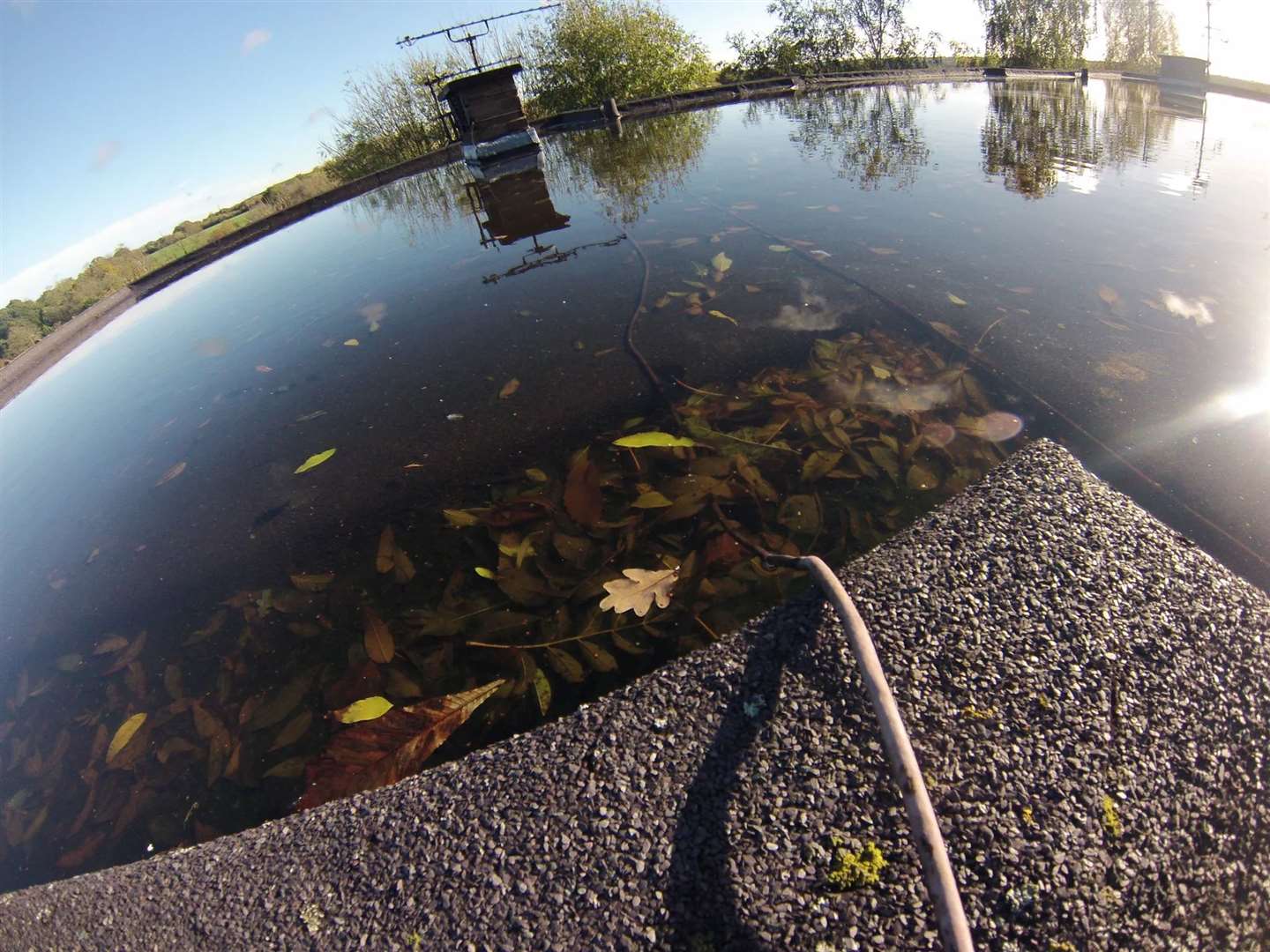 The "swimming pool" of water that has accumulated on the roof of the Canterbury building