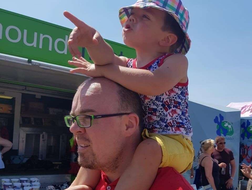 Jacob with his dad, Garry Burrows. Picture: Laura Cockburn