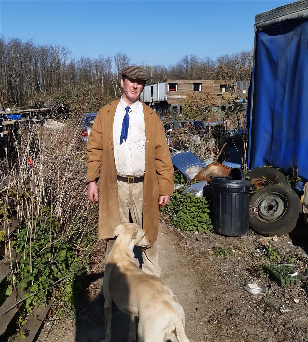 Langley Beck on his land in Bell Lane, where he has lived since the 1980s