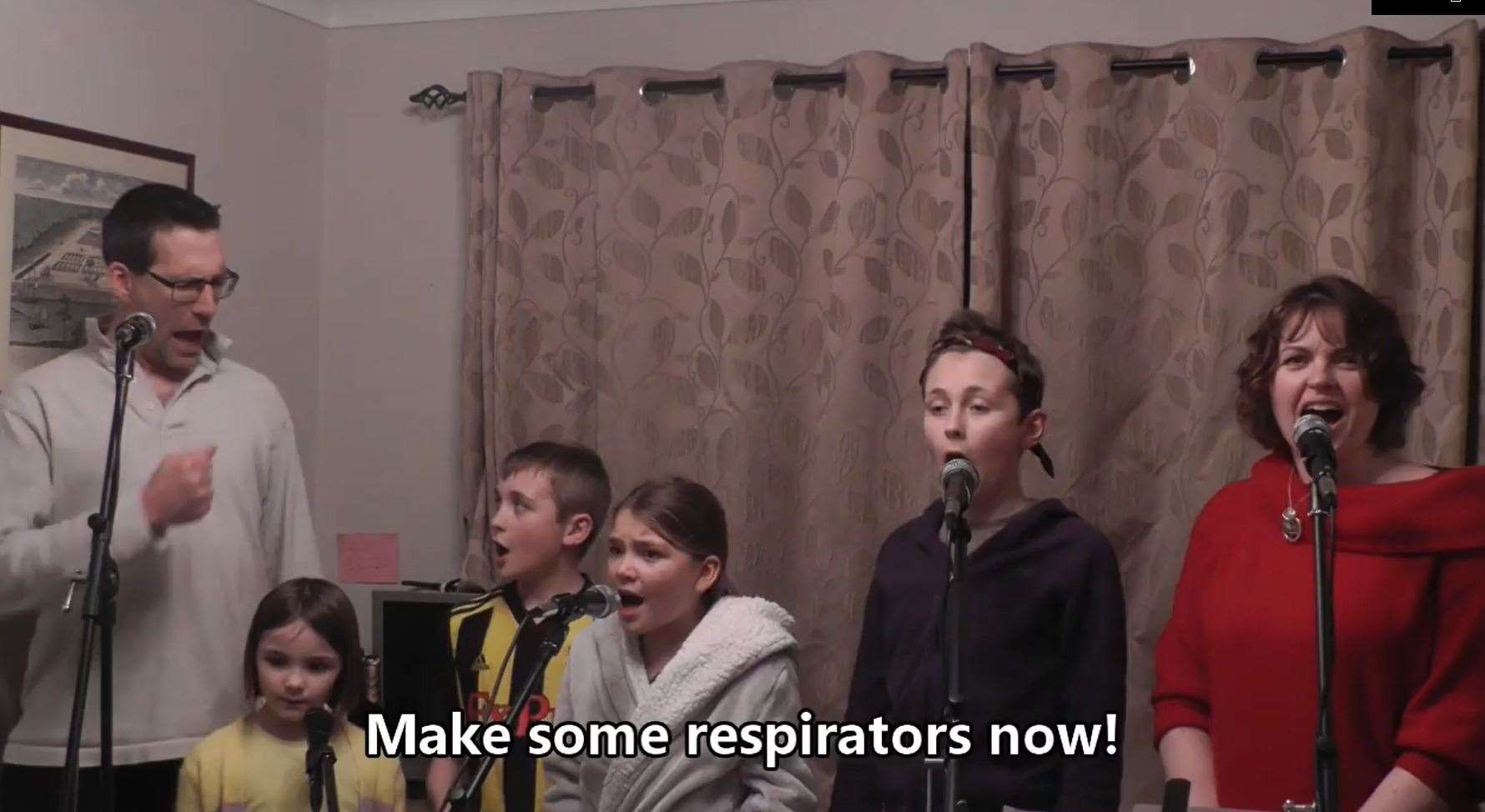 The Marsh family, who are from Faversham, singing for viewers. Picture: Ben Marsh