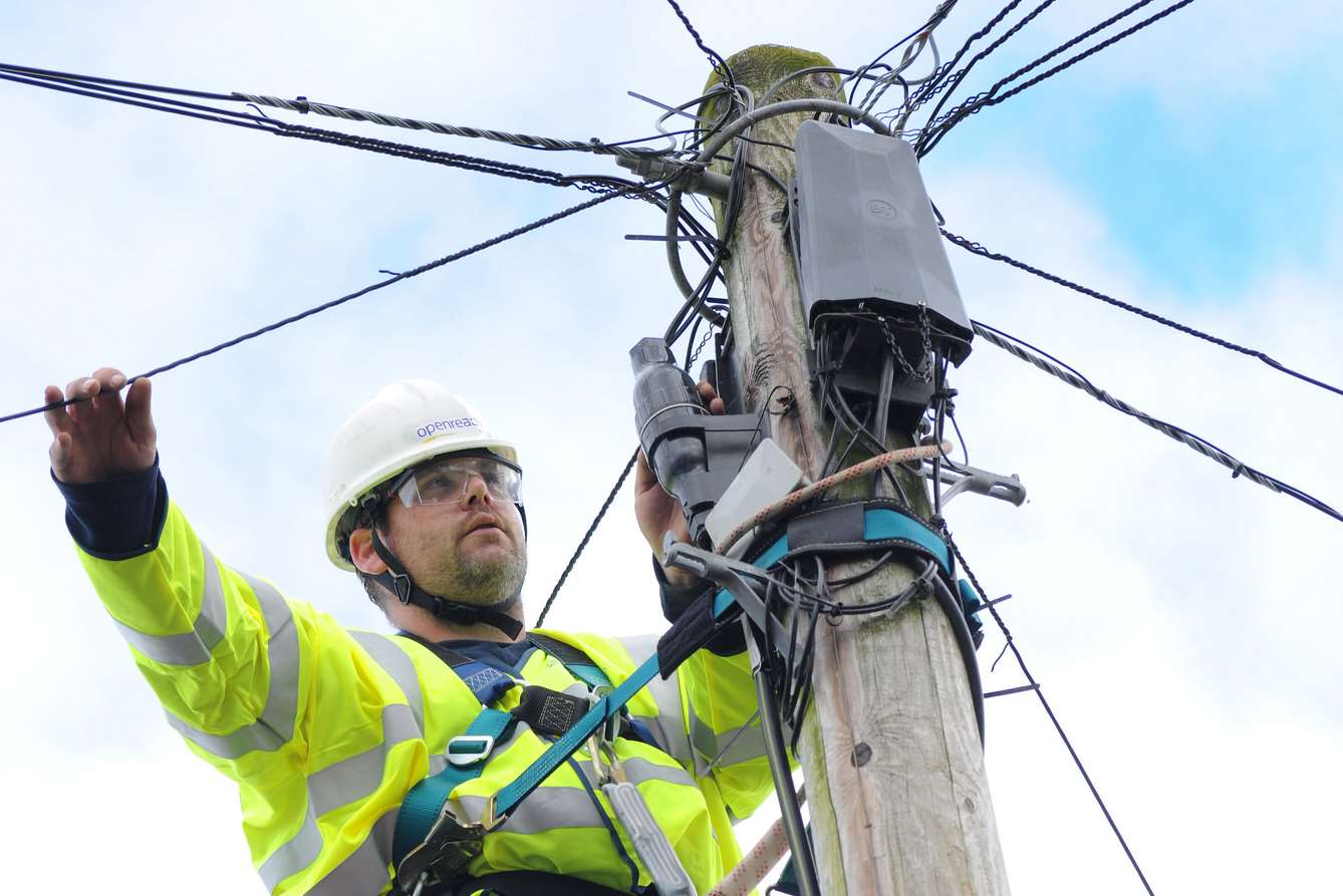 An Openreach engineer at work