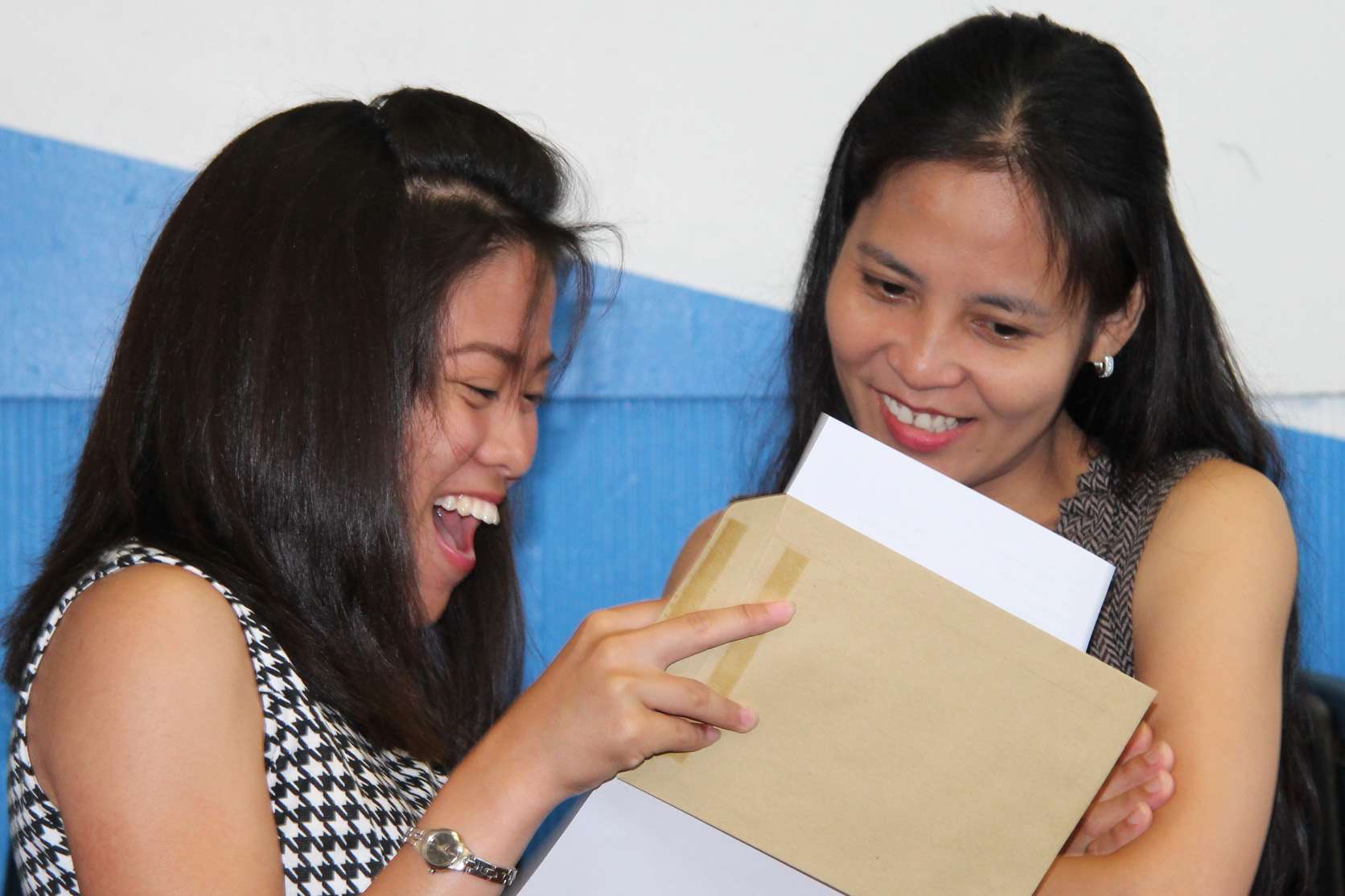 Sheer joy - Claire Canillas can’t believe her results, with her mum Cecilia