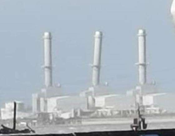 Grain power station's middle chimney bending over in the winds. Picture: Katie Foord