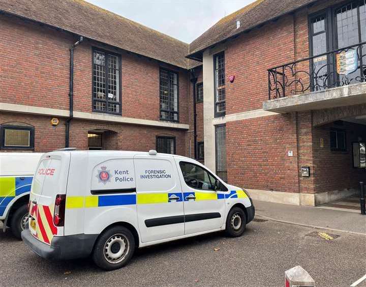 Police outside the Guildhall in Sandwich in November 2021