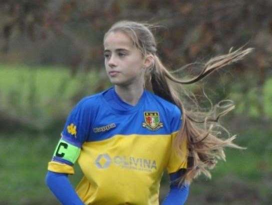 Annie Boichat playing football with Sittingbourne FC