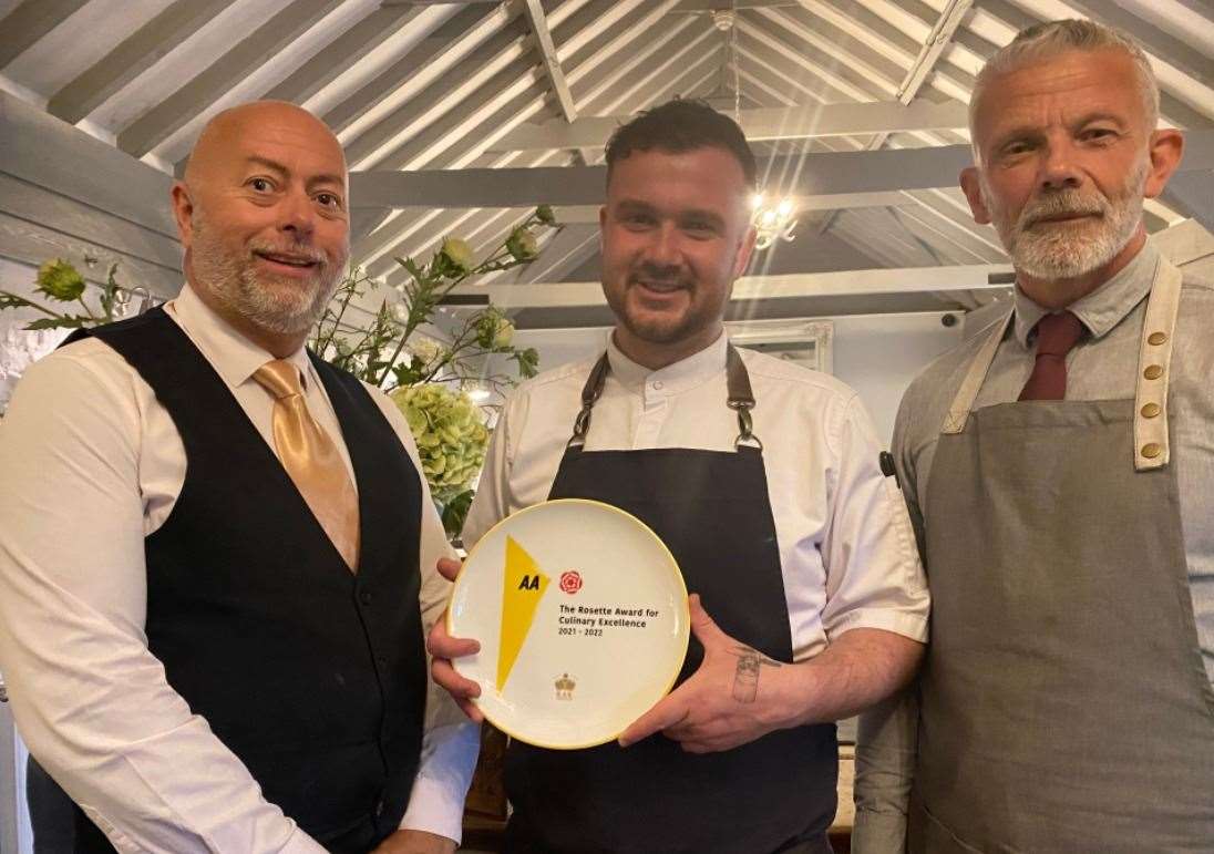 Blazing Donkey Country Hotel director Trefor Squire, head chef Luke Baker and restaurant manager Chris Cooper. Picture: Blazing Donkey