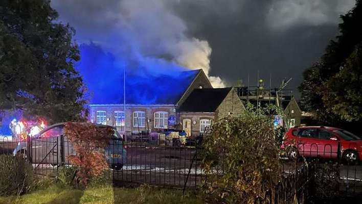 The scene of the fire at Rodmersham Primary School, Sittingbourne. Picture: Lucy Winzer