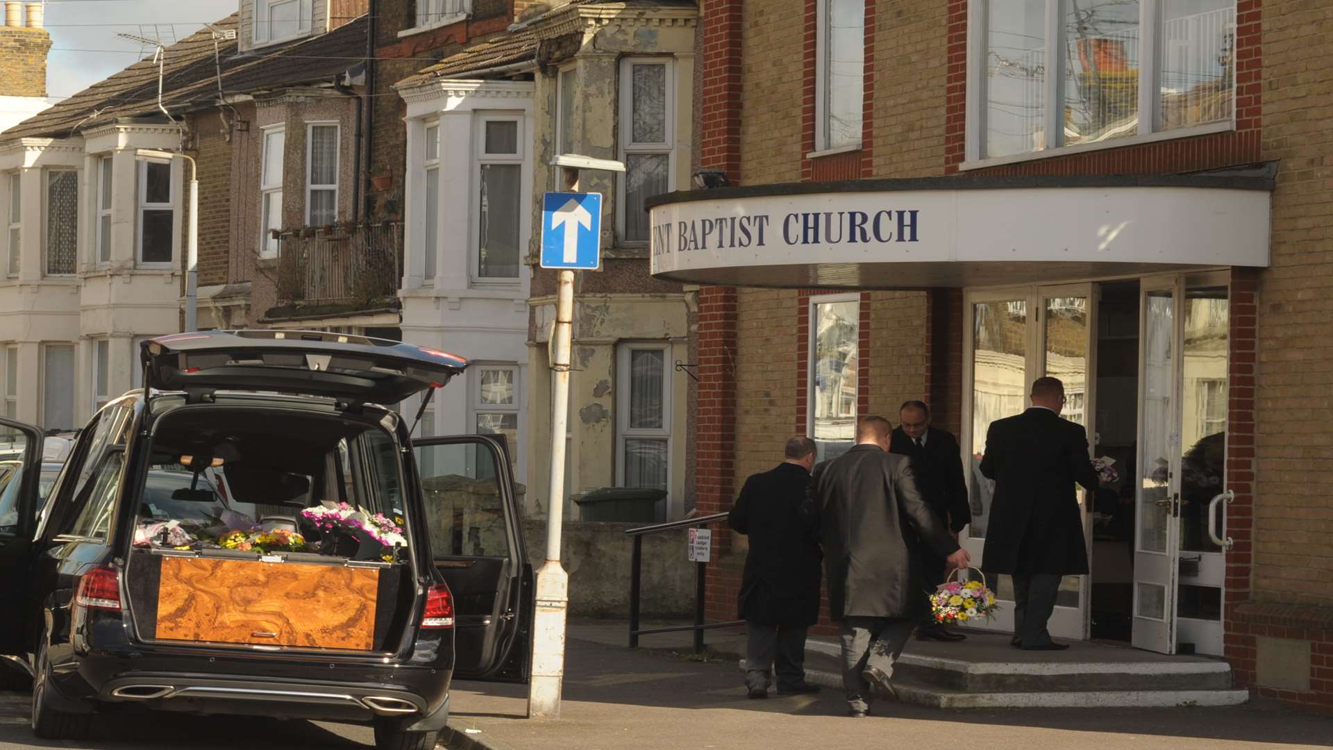 The funeral of Julia Baker at Strode Crescent Baptist Church, Sheerness