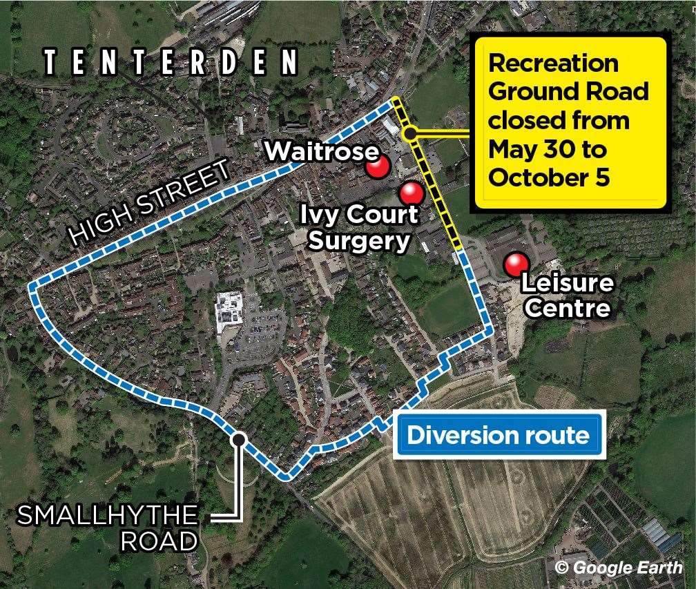 The affected road and suggested diversion route