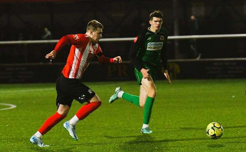 Jack Marsh drives forward for Sheppey Picture: Marc Richards