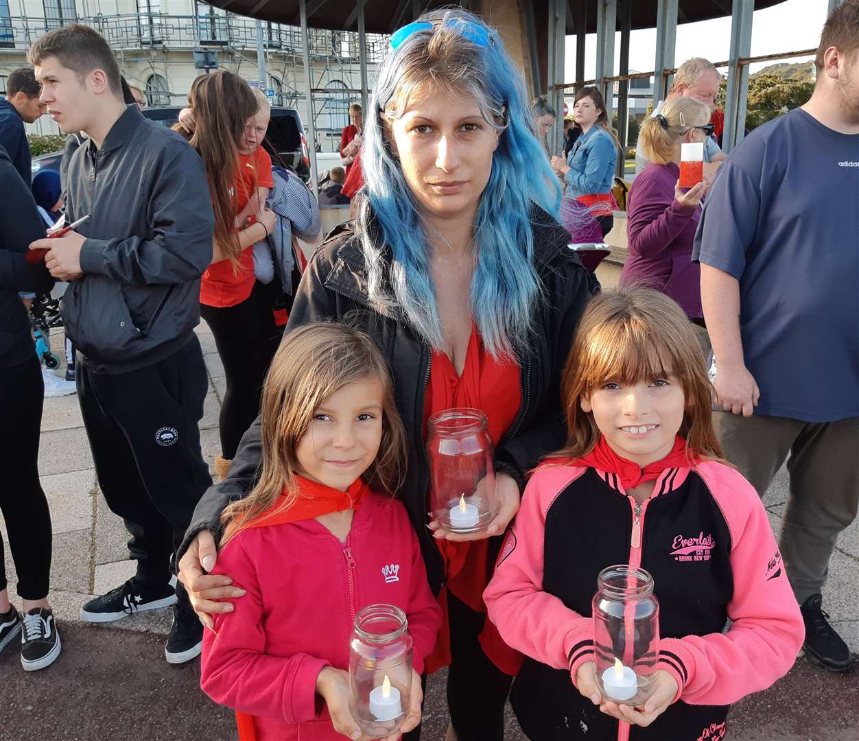 Organiser Leah Baker with her children Rose, six, left, and Jasmine, eight