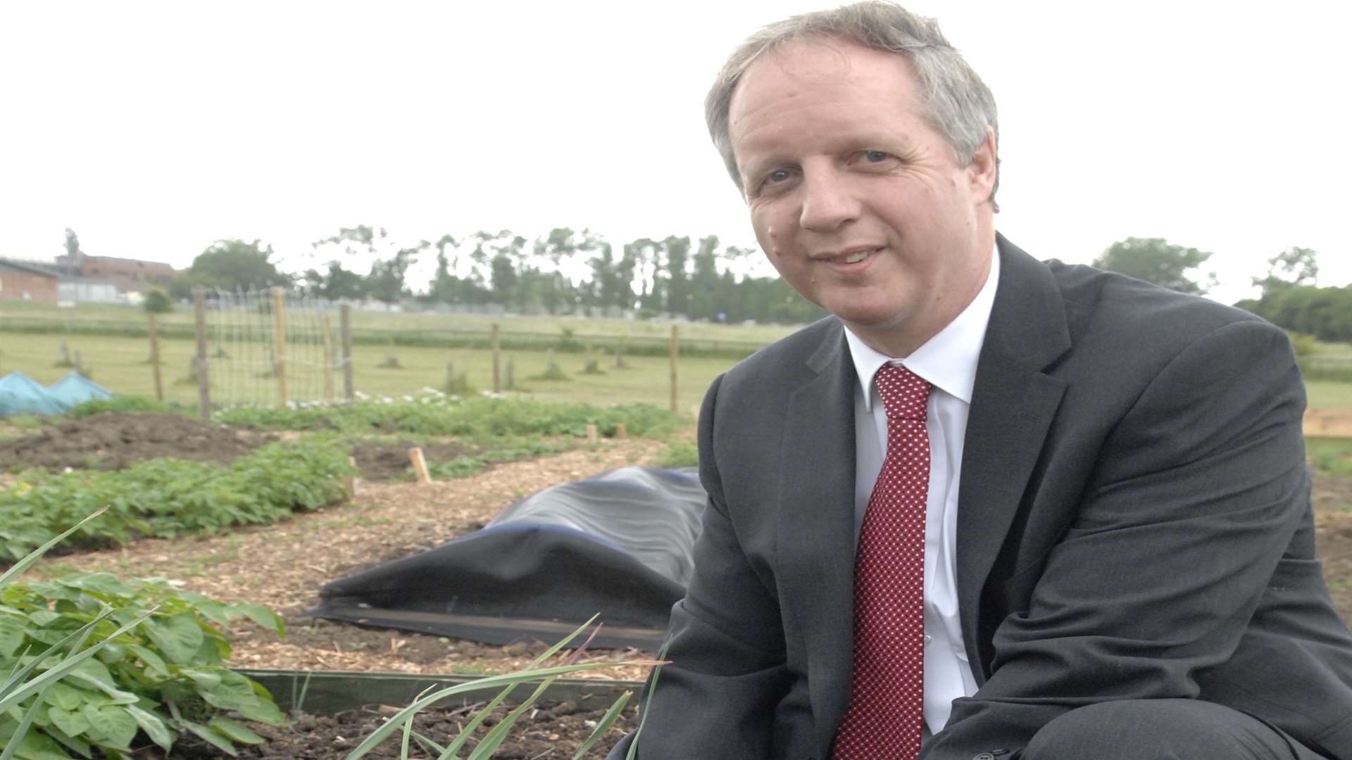 Nigel Martin of Sheppey Matters inspects one of the allotments at Eastchurch