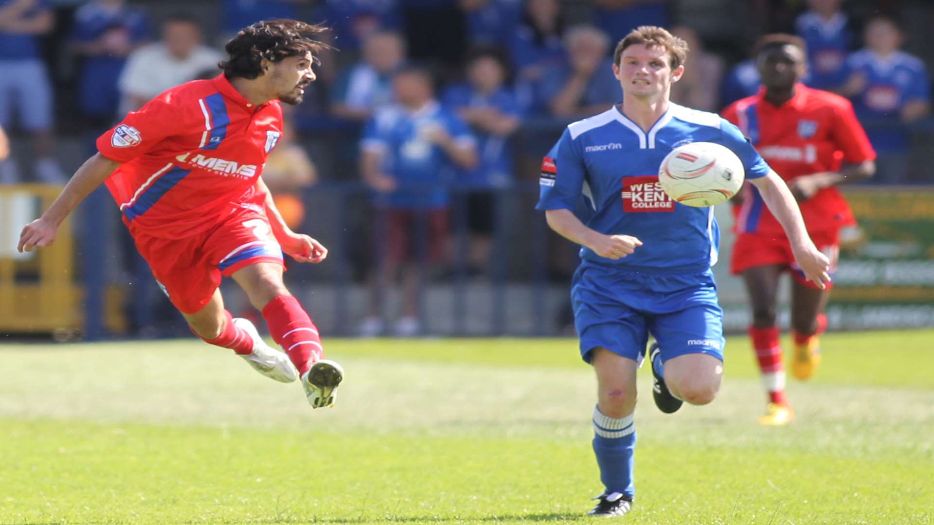 Ryan Edwards, left, in action for Gills at Tonbridge. Picture: John Westhrop