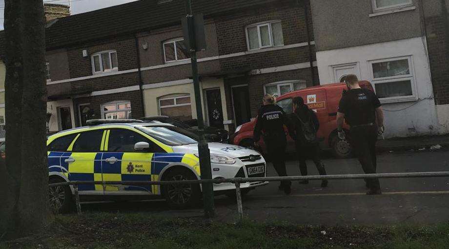 Some people have been led away from the businesses by police