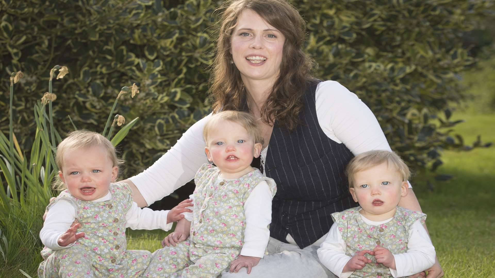 The triplets with mum Jolene