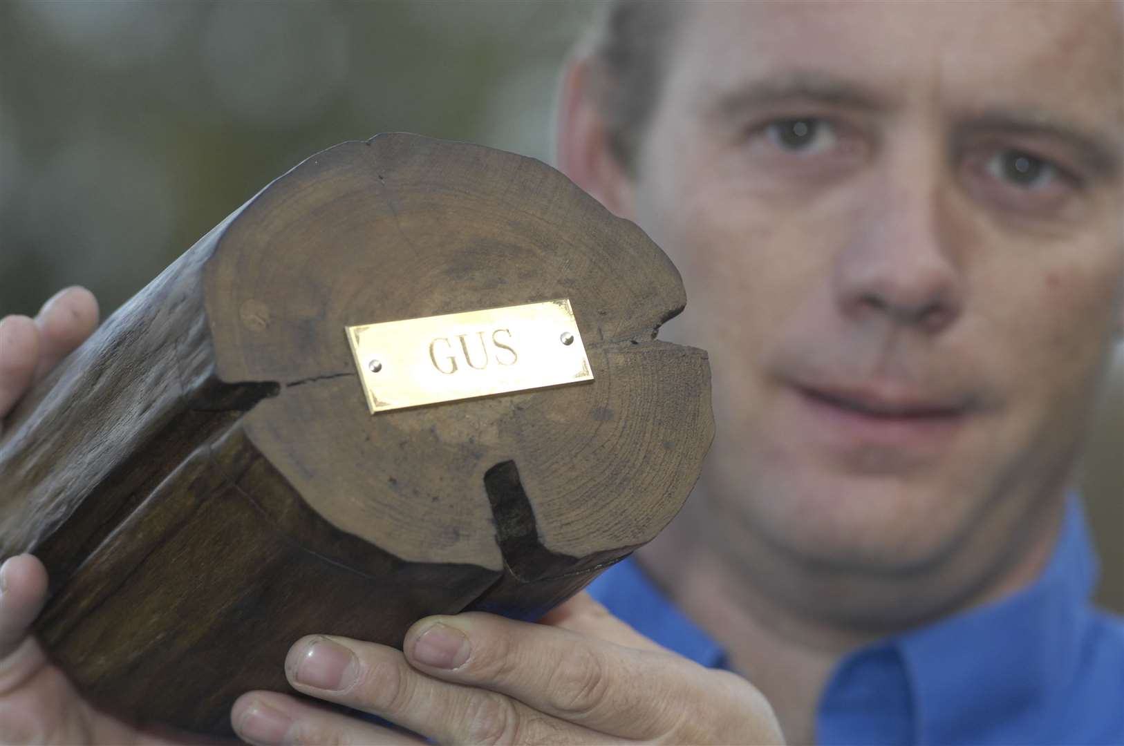 Cherry Tree Farm Equine and Pet Crematorium owner David Funnell with a ornamental pet urn