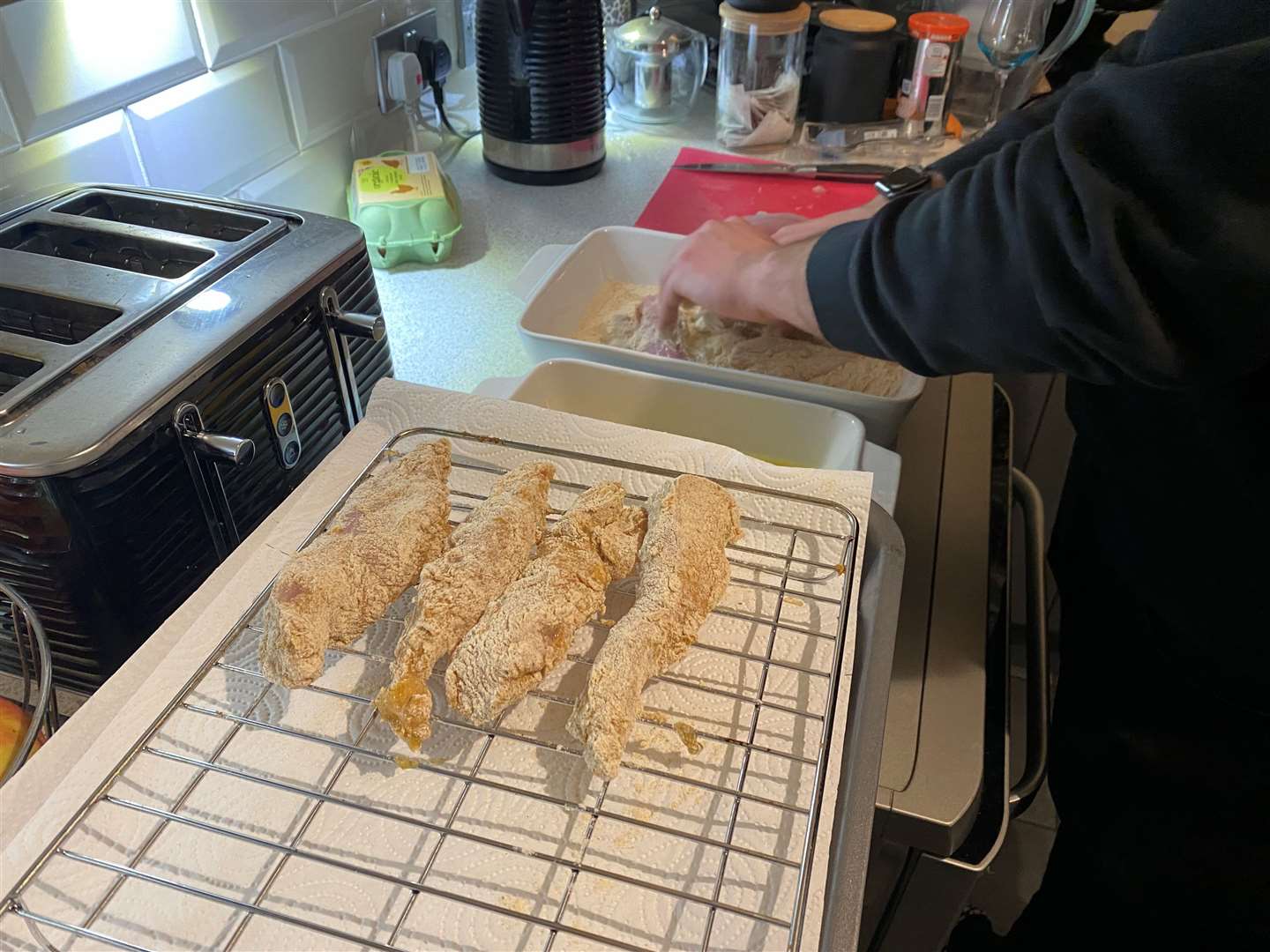 Double dipping seemed to help thoroughly coat the fillets