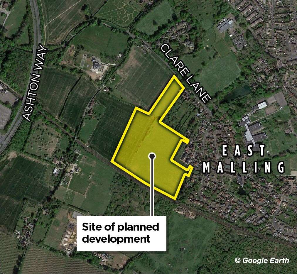 The Gladman site proposed for land off Clare Lane in East Malling