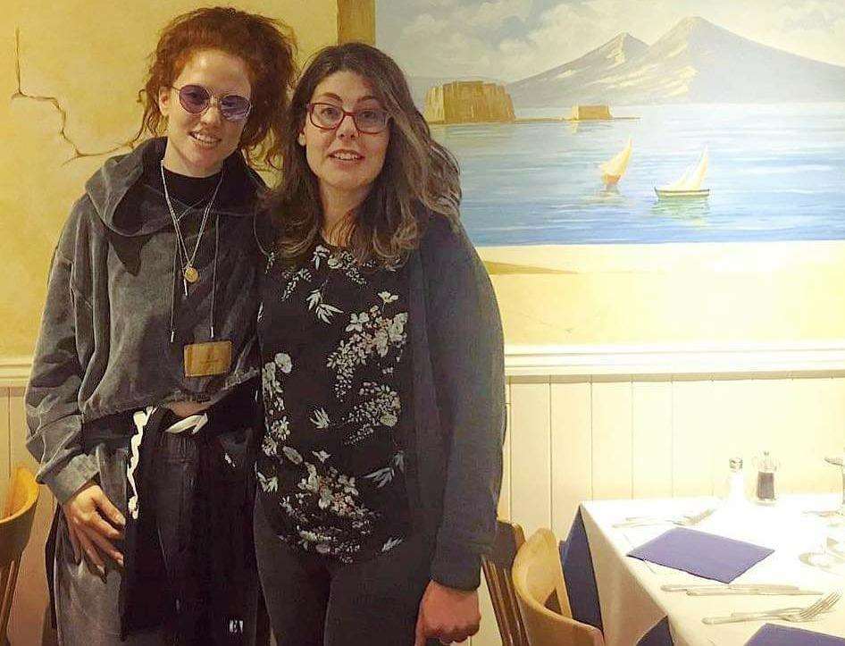 Jess Glynne at Vesuvius restaurant in Maidstone