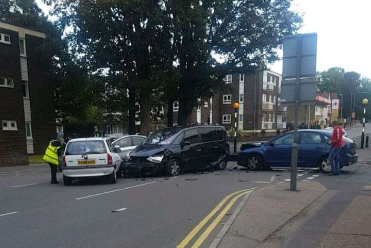 Four vehicles collided on the road near the Nisa convenience store