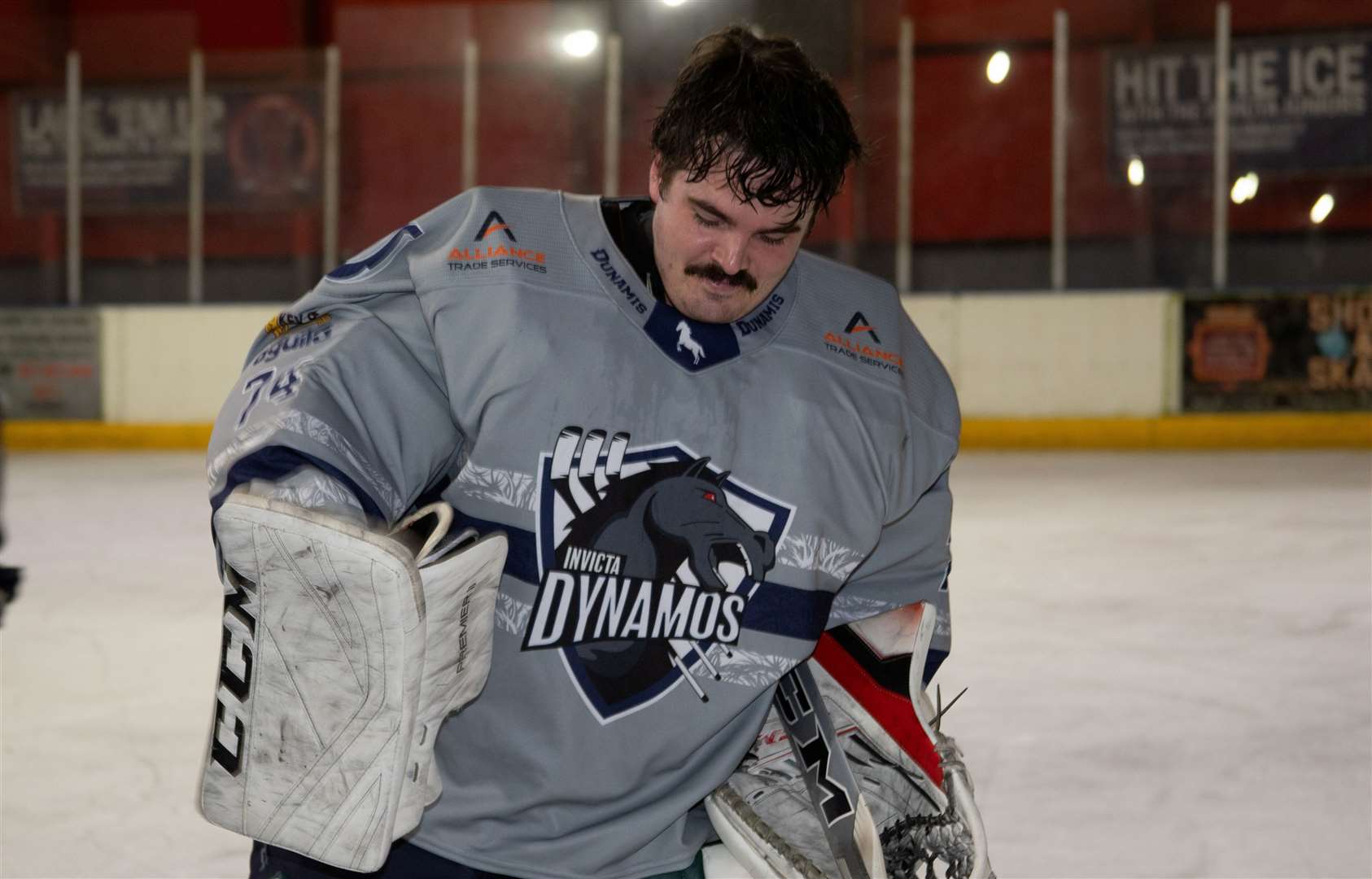 Invicta Dynamos' netminder Matt Friend after a fine performance Picture: David Trevallion