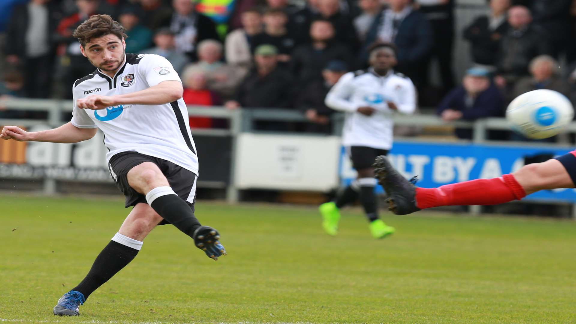 Alex Brown scores Dartford's second goal against Hampton. Picture: Matthew Walker