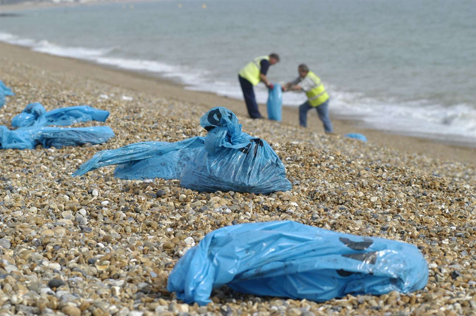 What an oil spill beach clean up can look like