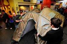 The tent grows in the Seashells lobby