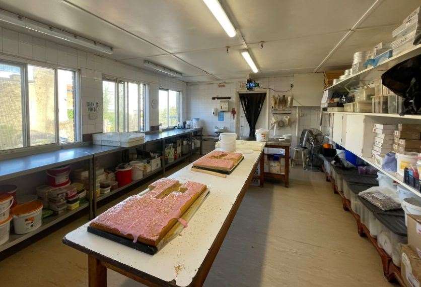 The decorations room, where all the cakes are iced and decorated