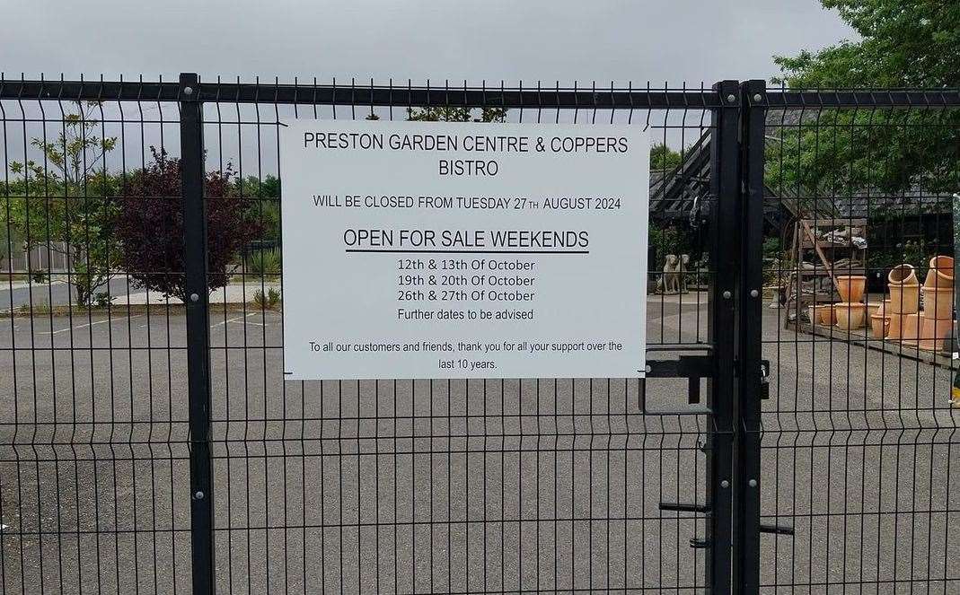 Signs were put on the gates of Preston Garden Centre when it closed in August