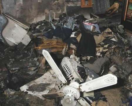 A scene of devastation inside the home. Picture: PETER STILL