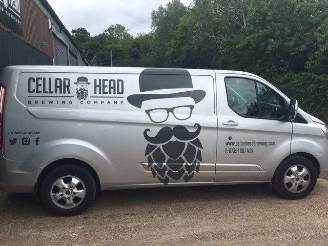 The Cellar Head van, used for collections and deliveries proudly sports the brewery logo