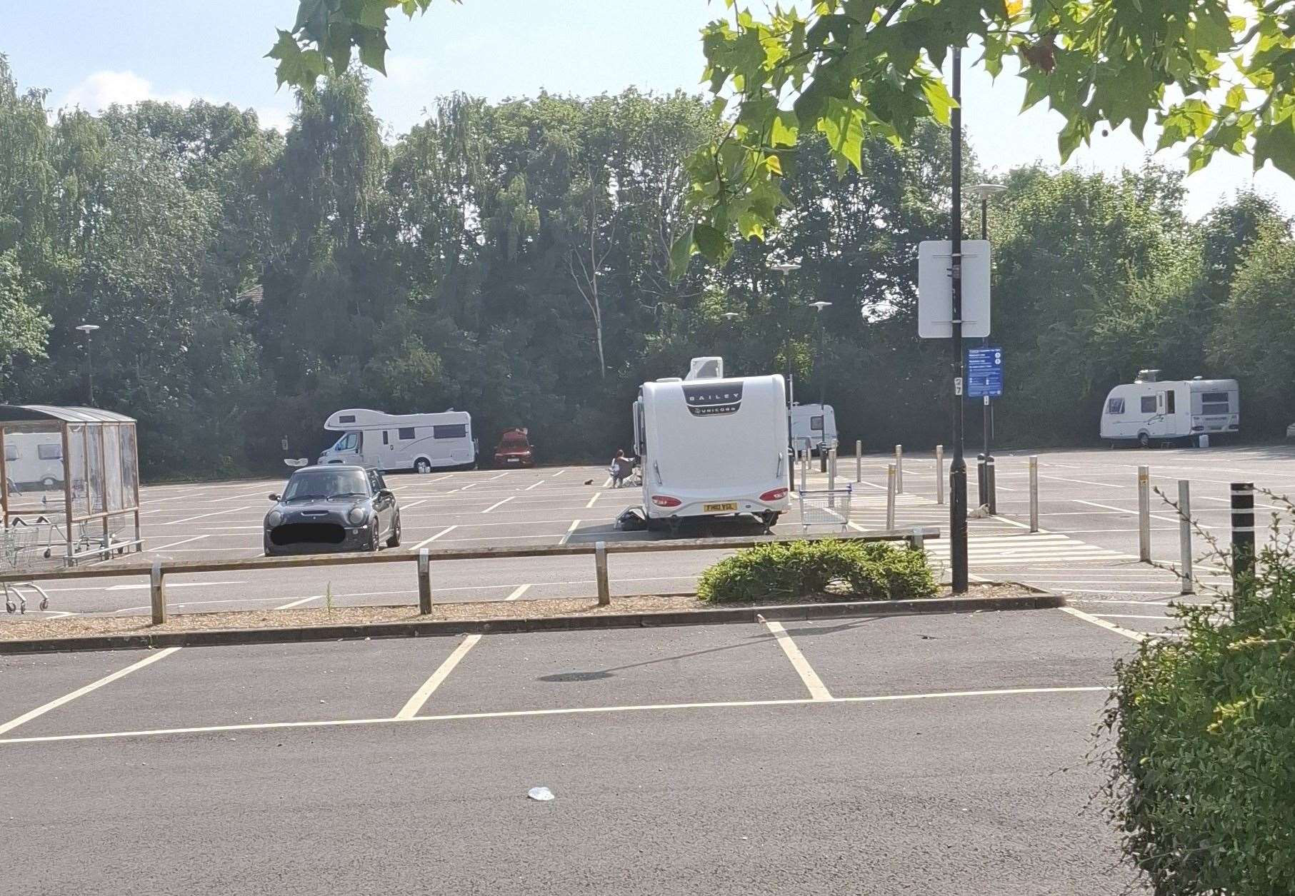 Several caravans in the car park at Tesco, Lunsford Lane, Larkfield, on Friday, August 2