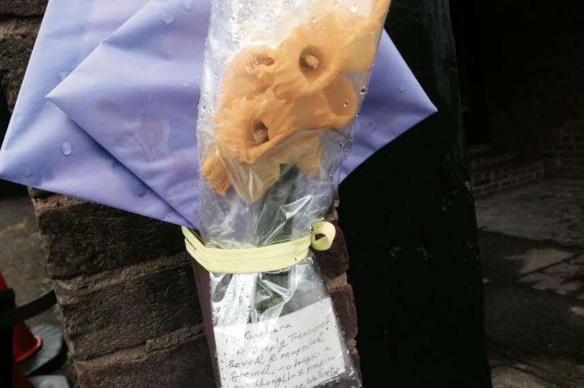 Floral tributes left to Barbara Phipps at the scene of the accident