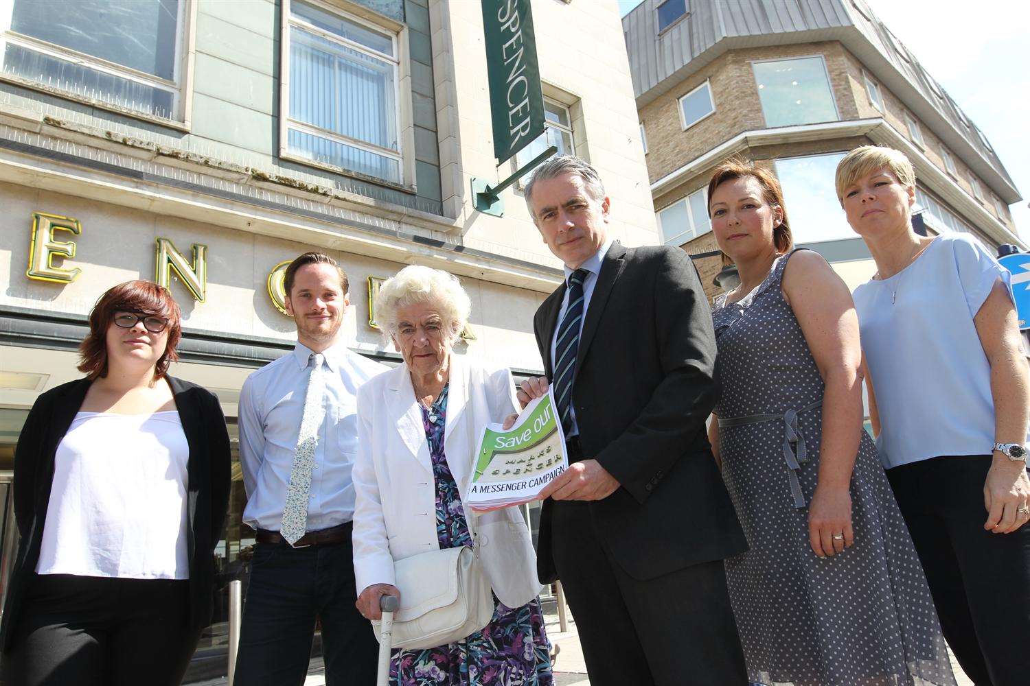 The Messenger team with Vera Purll prepare to hand over the petition