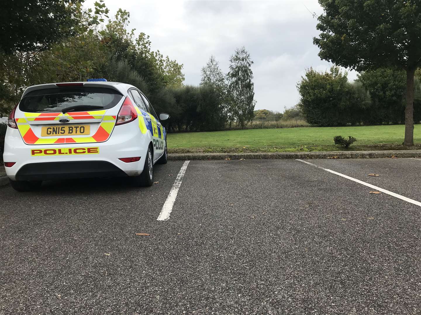 Police parked up at the DVSA Driving Test Centre, near to Sainsbury's